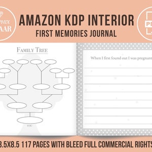 Diario de memoria infantil guiado KDP Interior con derechos comerciales Diario impulsado para nuevos padres Interior de libro de bajo contenido
