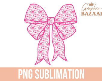 Pink Floral Bow Clipart Pink Coquette Bow Sublimation Pink Floral Clipart PNG Cottagecore Flowers Bow PNG Lashish Bow Clipart