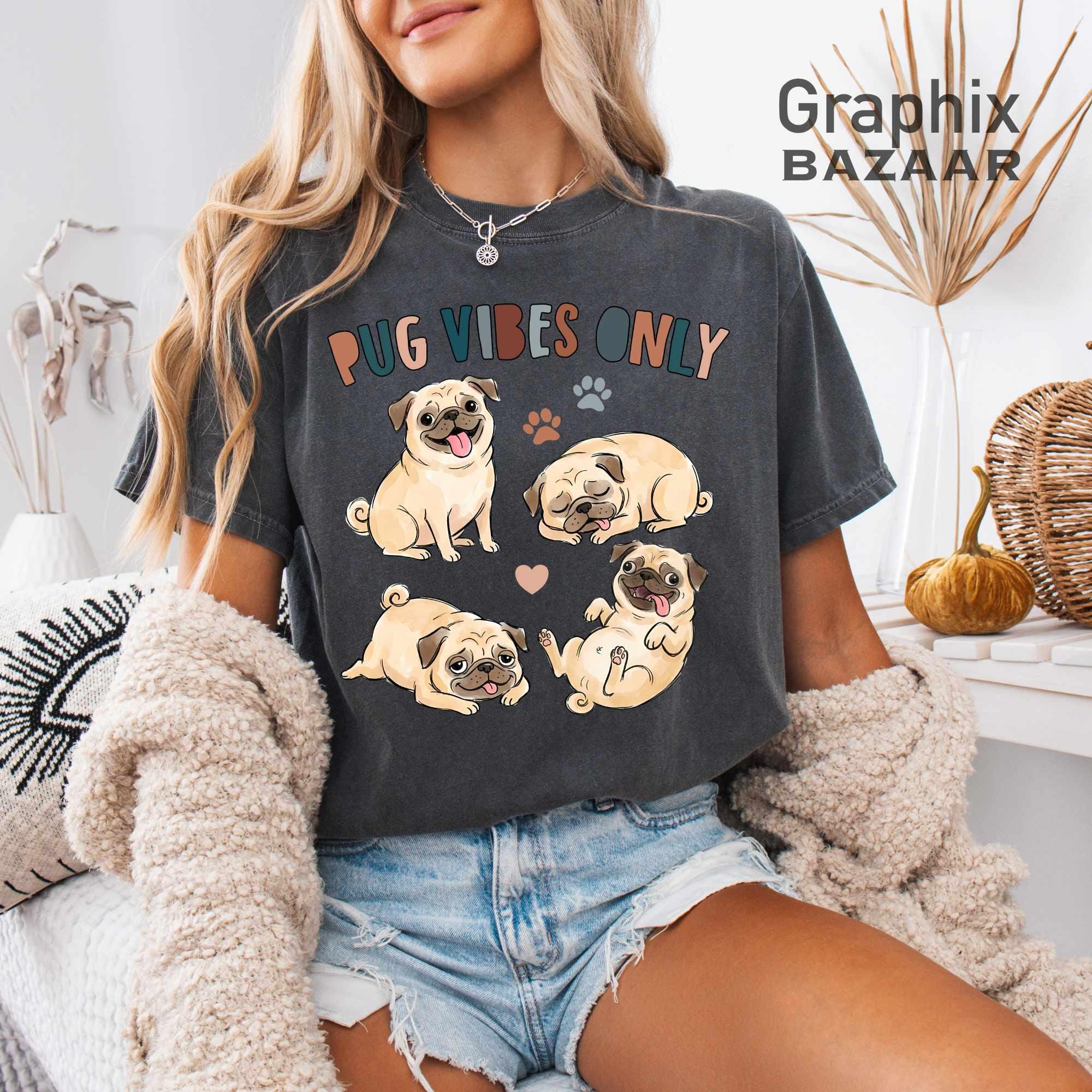 Pug Vibes Only PNG Funny Pugs Sublimation Pug Mom PNG Cute Pug Clipart ...