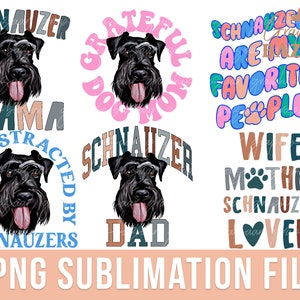 Black Schnauzer Bundle PNG Sublimation Pack Schnauzer PNG Pack Schnauzer Mom Set of 6 Dog Mom Design Pack Black Schnauzer Clipart Set