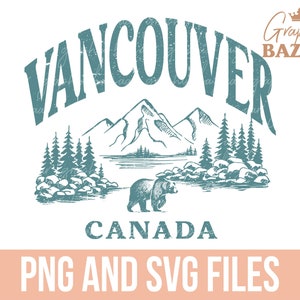 Vancouver PNG Teal Vintage Vancouver Canada Sublimation Nature Lover Clipart Canadian Mountains PNG Wanderlust Wilderness SVG Cricut File