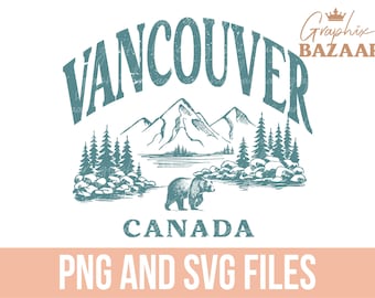 Vancouver PNG Teal Vintage Vancouver Canada Sublimation Nature Lover Clipart Canadian Mountains PNG Wanderlust Wilderness SVG Cricut File