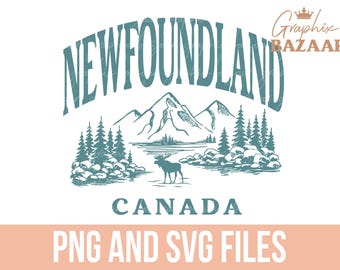 Newfoundland PNG Teal Newfoundland Canada Sublimation Nature Lover Clipart Canadian Mountains SVG Wanderlust Wilderness SVG Cricut File