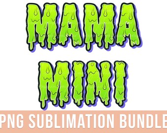 Mama and Mini Halloween PNG Pack Green Halloween Family Sublimation Design Set Mom and Daughter Halloween Party PNG Bundle Halloween Clipart