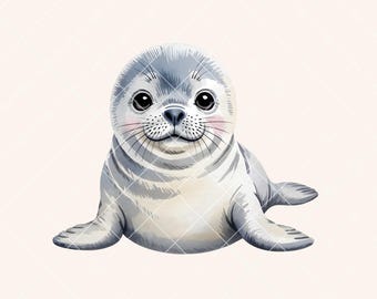 Watercolor Seal Clipart High Resolution Baby Seal Watercolor PNG Transparent Background Arctic Animals Illustration Sublimation