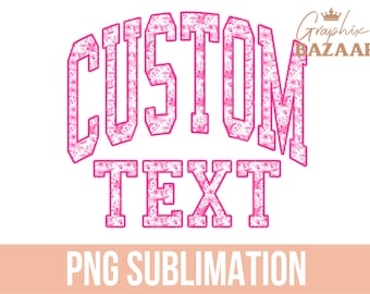 Texto floral rosa personalizado PNG Nombre personalizado Diseño de sublimación floral rosa Estilo universitario Palabra personalizada PNG Sublimación personalizada