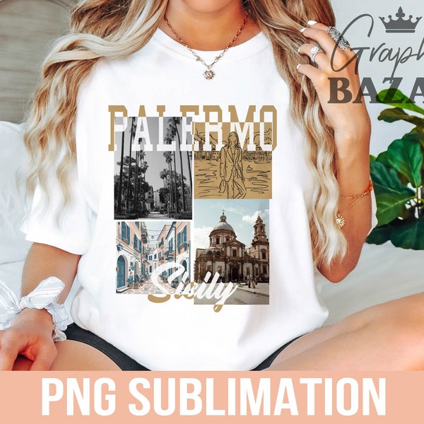 Palermo Collage PNG Italy Sublimation Design Sicily Vacation Collage Clipart Palermo Sicily Design Wanderlust PNG Medeterianian Clipart