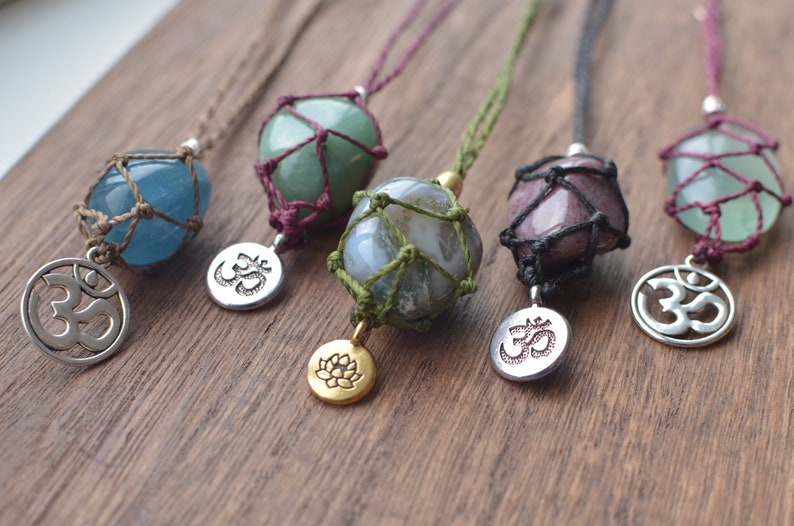Handmade Macrame Stone Holder Necklace / Crystal Necklace Etsy