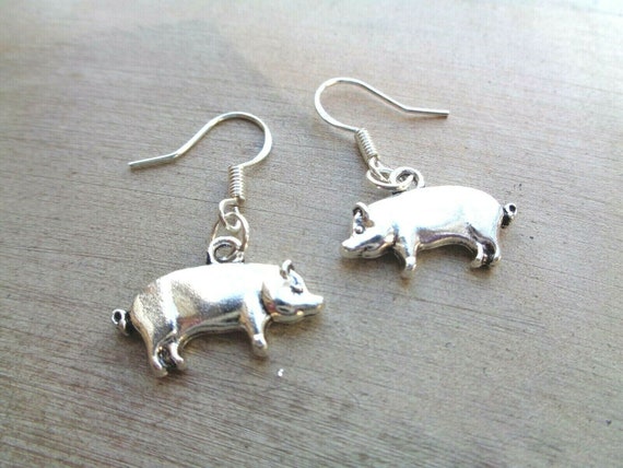 SILVER PIG Drop Dangle Earrings Beautiful Quality Handmade