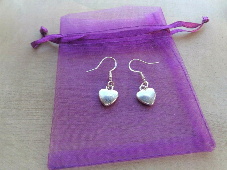 Dangle Heart Earrings In 925 Sterling Silver, Silver Heart Drop - Foto 7