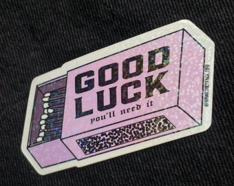 Pegatina - Good Luck Matchbox Púrpura Holográfica
