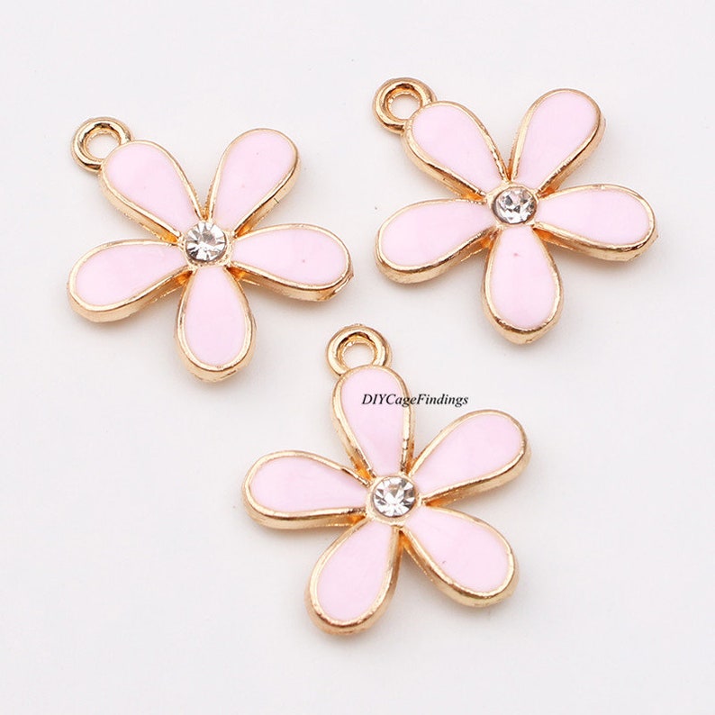 Daisy Charms 15pcs 20x18mm Enamel Gold Plated Crystal Daisy Etsy