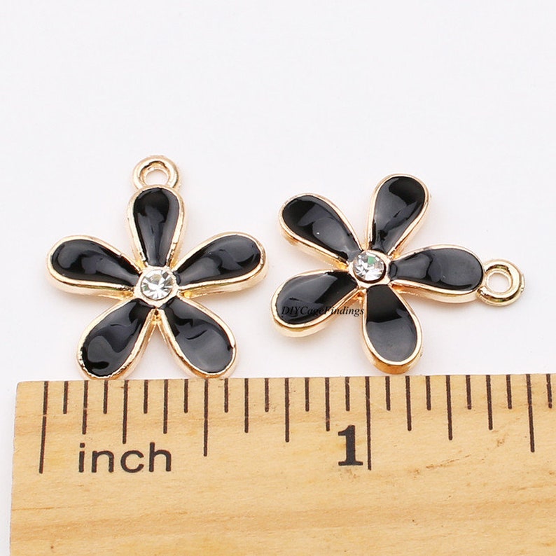 Daisy Charms 15pcs 20x18mm Enamel Gold Plated Crystal Daisy Etsy