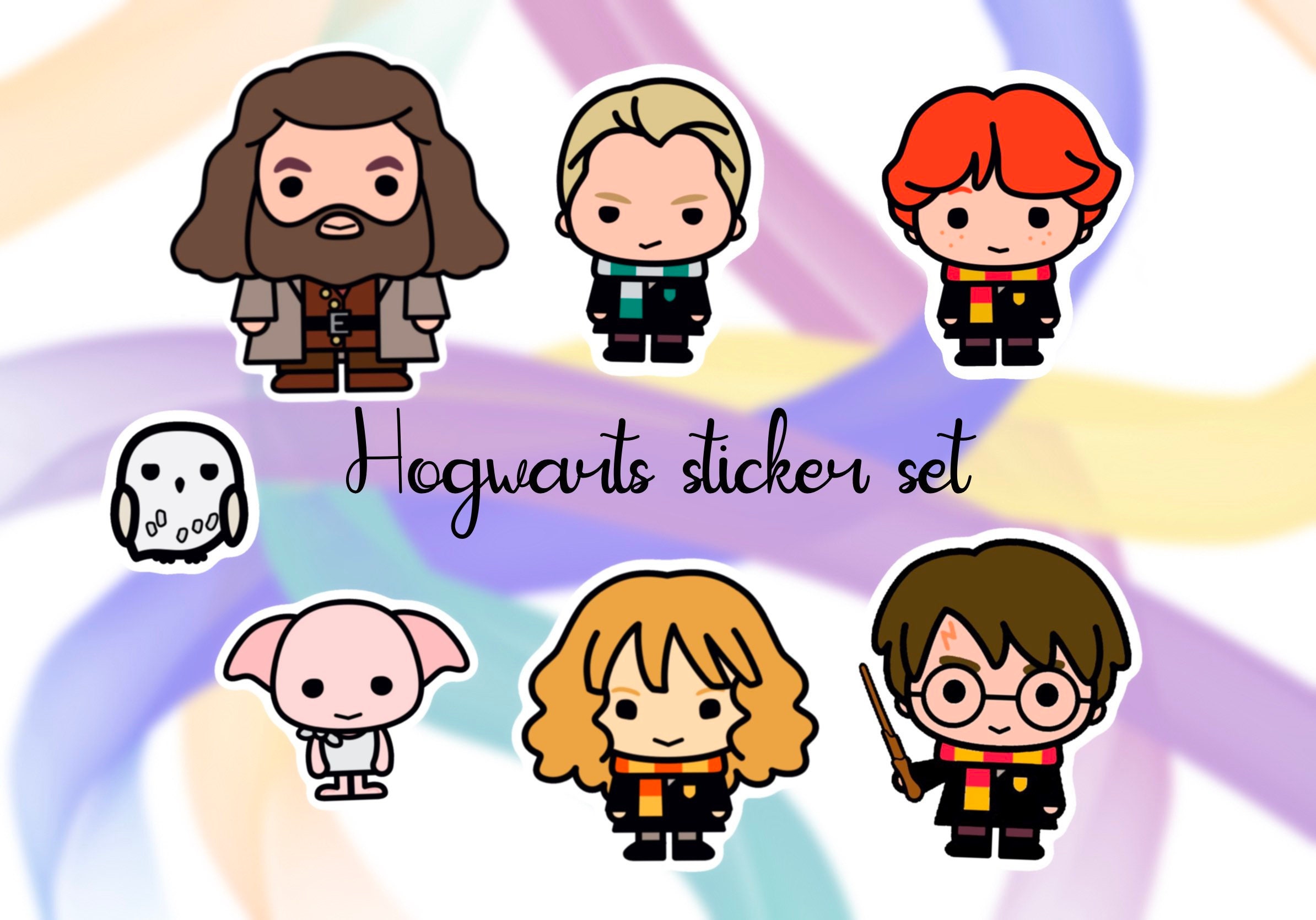 Cute Harry Potter Inspired Hogwarts Chibi Sticker Set 