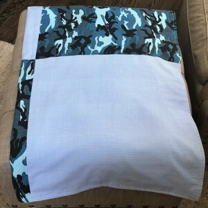 Baby Blanket, Blue Camouflage, Stroller Blanket, Changing Table Blanket, Baby Layette, 100% Cotton, Baby Shower Gift, Baby Gifts