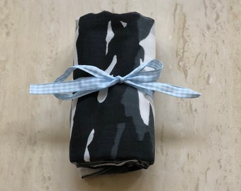 Baby Burp Cloth, Black Camouflage, Baby Layette, Padded Baby Cloth, Bibs and Burps, 100% Cotton, Baby Shower Gift, New Mom Gift