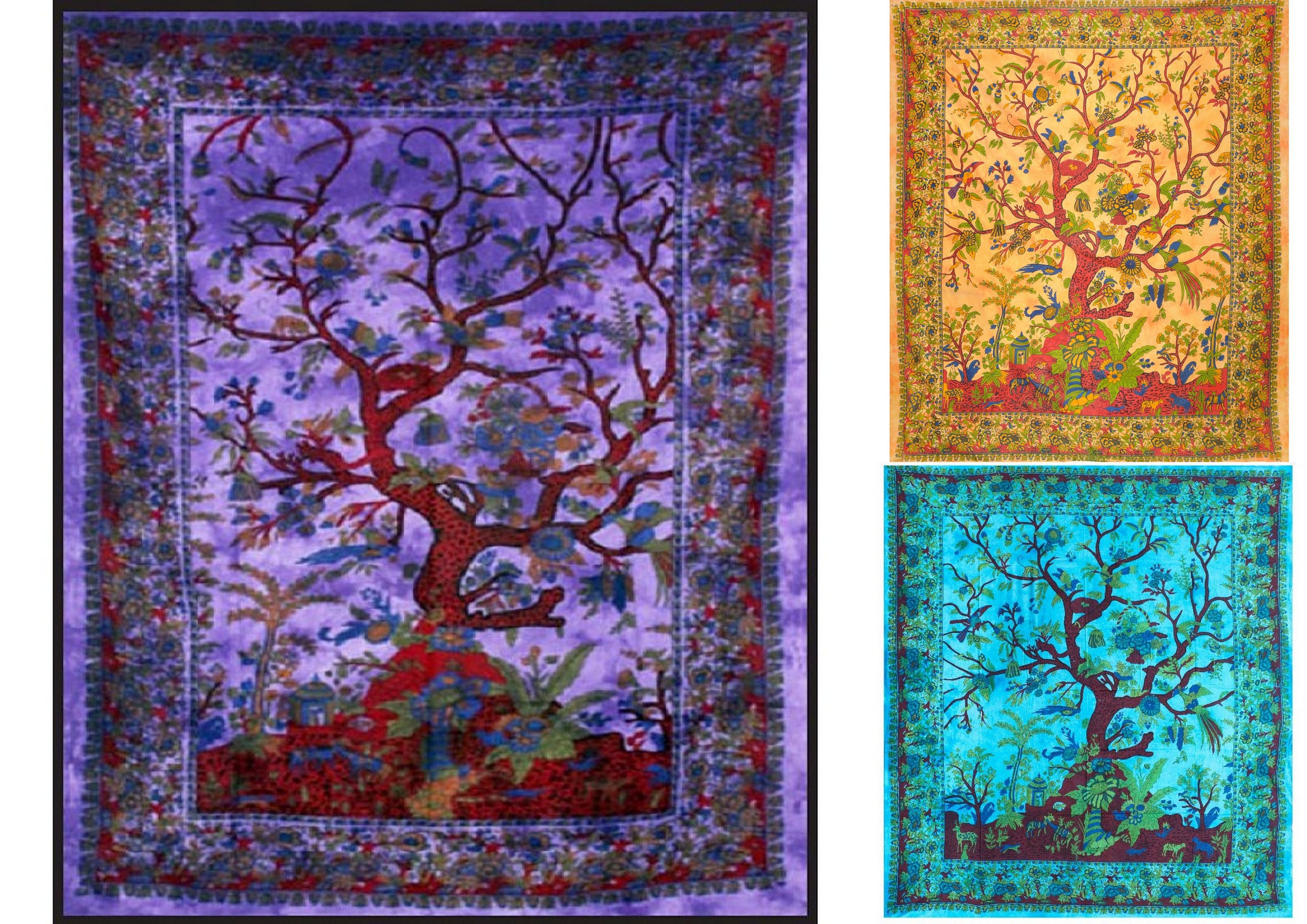 Indian Mandala Tree Of Life Wall Hanging Tapestry Yoga Mat Throw Decor Ethnic
