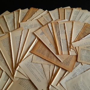 100 alte Vintage Buchseiten, Nur Text Ephemera Pack für Junk Journaling oder Scrapbooking