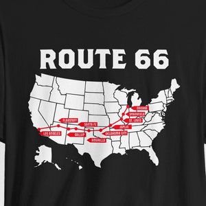 Route 66 Karte Shirt, Road Trip Shirt, Familien Reise, Solo Reise, Freunde Reise, Vintage Shirt, USA Reise, amerikanisch Straße, Souvenirs Hemden, Staaten