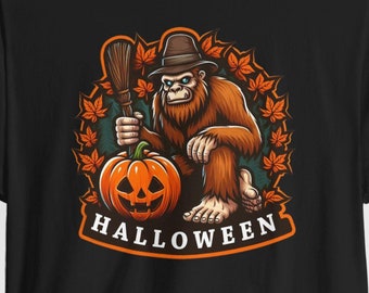 ビッグフット ハロウィン パンプキン シャツ、ビッグフット伝説、ハロウィン シャツ、ハロウィン コスチューム、秋シャツ、ビッグフット コスチューム、キャンパー シャツ、キャンプ