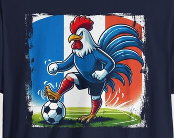 Gallo gallico francese che gioca maglia da calcio, calcio francese / calcio francese / gallo francese, Vive La France / regali francesi, maglia da calcio
