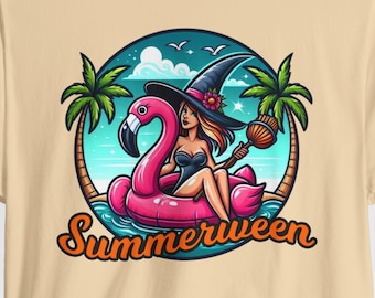 Flamingo Witch Summerween Shirt, Flamingo Float, Summer Halloween, Summer Outfits, Summer Vacation, Halloween Shirt, Pink Flamingo, Witch