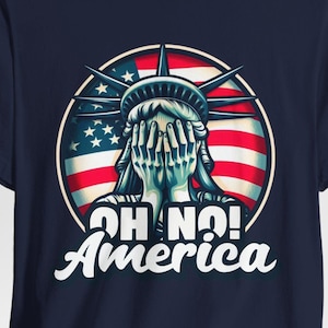 Oh No! Koszulka America, Koszulka American, American Surprise, American Emotion, Koszulki z flagą USA, Zabawna Ameryka, Wykrzyknik Ameryki, Koszulka polityczna