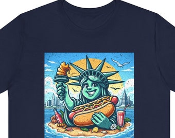 Camisa de perritos calientes de Nueva York, camisa de Nueva York, recuerdo de Nueva York, camisa de Nueva York, vacaciones en Nueva York, viaje a Nueva York, verano de Nueva York, regalo de camisa de perrito caliente