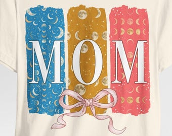 Camiseta con lazo coqueto para mamá, camiseta con fases lunares, regalo con fases lunares