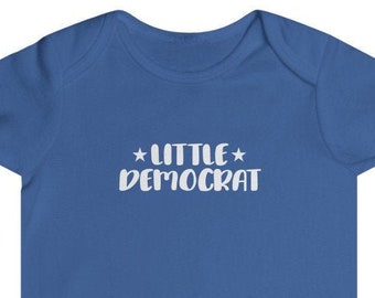 Little Democrat Bodysuit Baby Shower Gift Infant Rip Snap Tee DNC Liberal Babies | Baby Shower Shift | Political Baby Gift Baby Boy Girl