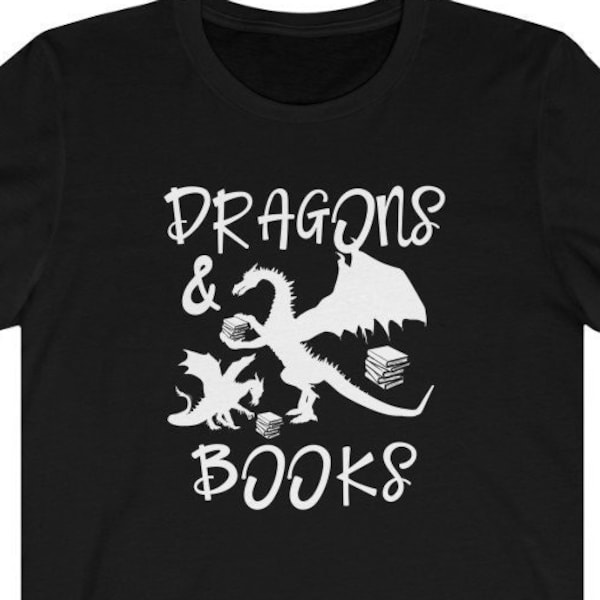 Dragons & Books Shirt | Dragons Shirt | Dragons Gift | Mythical Shirt | Magical Fantasy Shirt | Reading Shirt | Dragon Creatures Dragon Tee