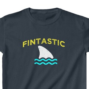 Kids Fintastic Shark Fin 70s Vintage Tee | Boys Shark T-Shirt | Girls Shark Shirt | Shark Shirt | Kids Gift | Funny Shark Shirts
