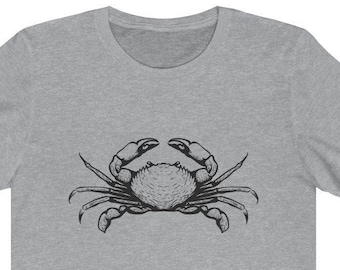 Crab T-Shirt Retro Vintage Crab Illustration | Crab Lover | Crab Meat | Seafood Lover | Crab Shirt Crabbing Fishing Unisex Jersey Tee