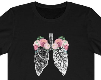 Terapeuta respiratorio camiseta floral camiseta pulmonar camisa / camisa pulmonar / terapeuta pirata / flores de pulmón / enfermera doctor regalo unisex pulmones camiseta
