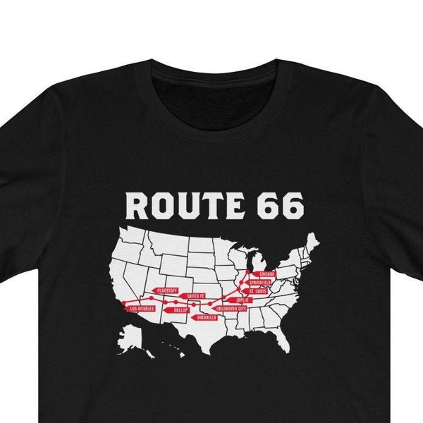 Route 66 Map T-Shirt Main Street of America | Mother Road | Route 66 Shirt | Road Trip Shirt | Travel Outfit Route 66 Souvenir USA Map Tee