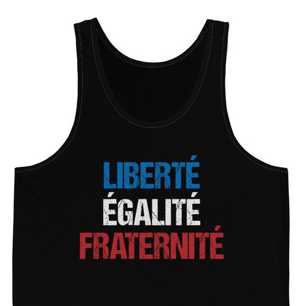 Liberte Egalite Fraternite Unisex Jersey Tank | Bastille Day France Vintage Tank | French Pride | French Flag Colors Tank Gift Idea