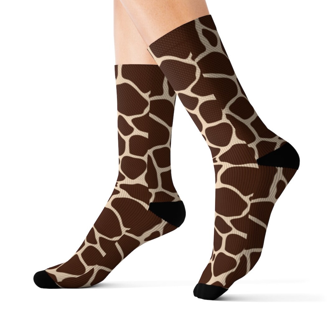 LostSocks Giraffe Print Odd Socks – Novelty Cotton Blend Crew Socks, UK 5-11, Women's