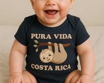 Pura Vida Costa Rica, Säuglingsbody, Säuglingsbody | Baby Faultier | Baby Geschenke | Costa Rica Baby | Niedliches Baby Romper Geschenk