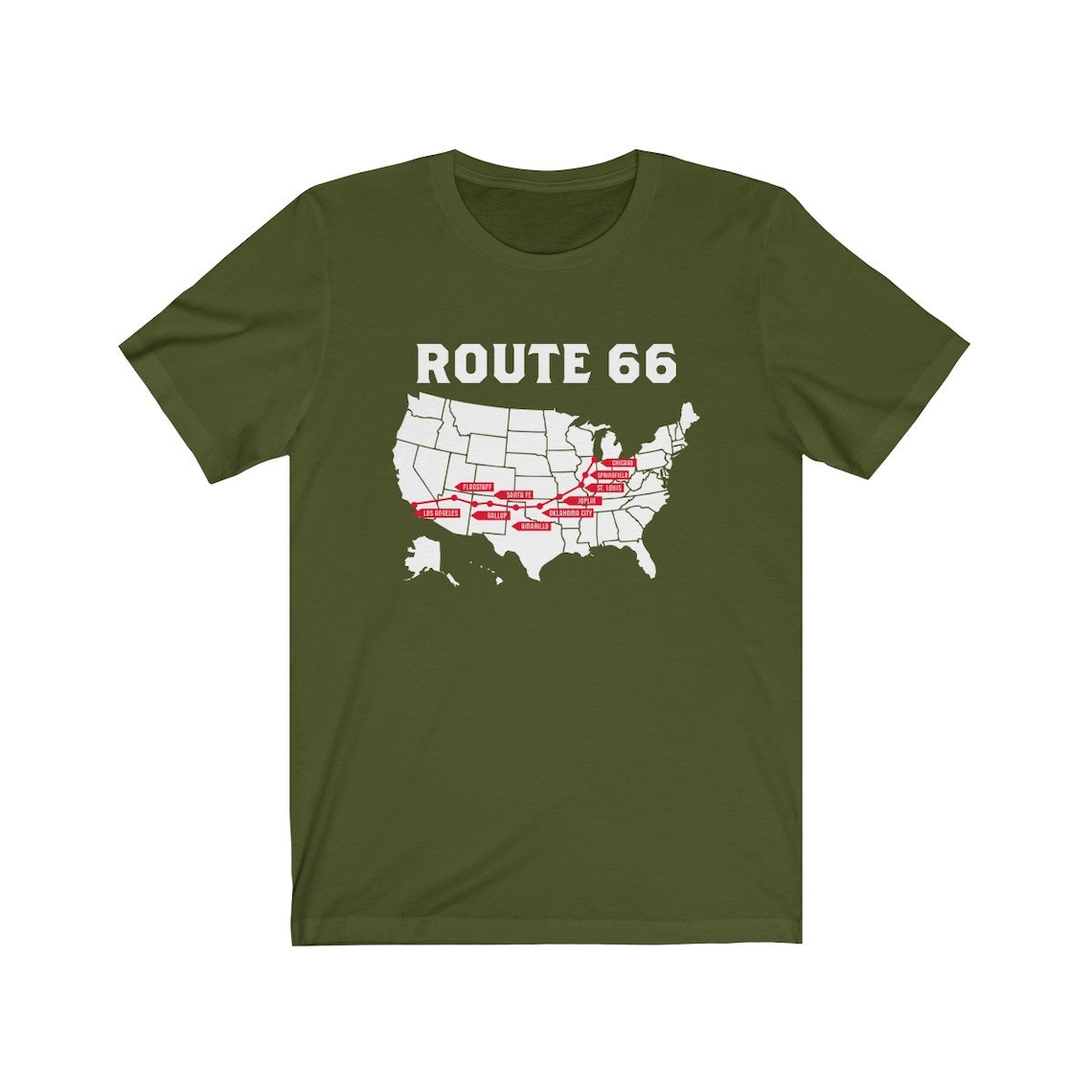 Route 66 Map Tshirt Main Street of America Mother Road Etsy