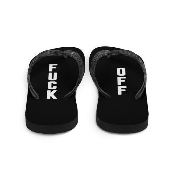 black off white flip flops