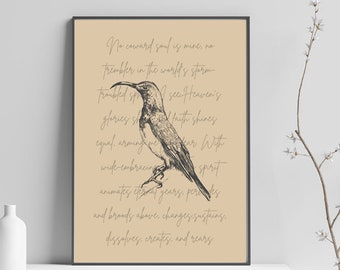 Emily Brontë Poëzie Art Print "No Coward Soul Is Mine", Christelijke Quote Wall Art, Christian Boho Nature Print, Bird Poster, Engels Lit Gift
