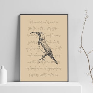 Emily Brontë Poezja Sztuka Wydruk "Żadna Tchórzliwa Dusza Nie Jest Moja", Chrześcijański Cytat Ścienny Sztuka, Chrześcijański Boho Natura Wydruk, Ptak Plakat, Angielski Lit Prezent