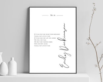 If I Emily Dickinson Poem Quote PRINTED or PRINTABLE |  I Shall Not Live In Vain Wall Art Decor | Poetry Book Page Gift | Literary Poster