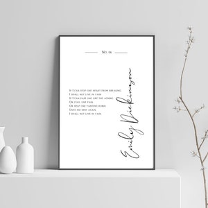 If I Emily Dickinson Poem Quote PRINTED or PRINTABLE |  I Shall Not Live In Vain Wall Art Decor | Poetry Book Page Gift | Literary Poster