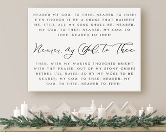 Nearer My God to Thee Lyrics Wall Art Canvas of Printable, Christian Music Quote, Farmhouse Home Decor, Hymn Print, Bemoedigend lied