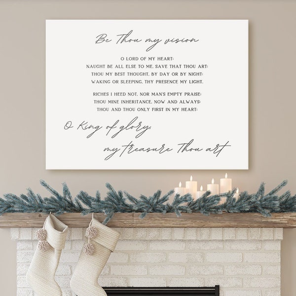 Be Thou My Vision Hymn Canvas Art, Christian Song Lyrics, Large Sign Over Couch, Worship Music Home Decor, Hymn Print, Jesus Wall Hanging