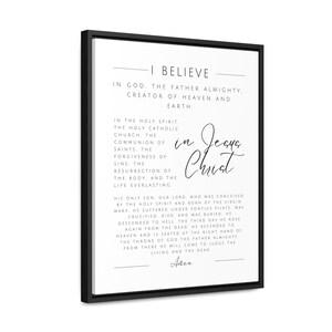 The Apostles Creed Framed or Unframed Canvas Print, Christian Home Decor, I Believe in Jesus Christ Wall Art, Statement of Faith Sign image 3