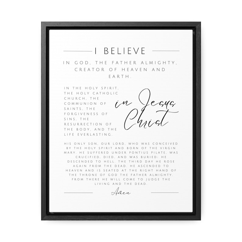 The Apostles Creed Framed or Unframed Canvas Print, Christian Home Decor, I Believe in Jesus Christ Wall Art, Statement of Faith Sign image 8