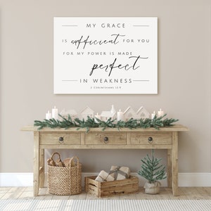 My Grace Is Sufficient For You Canvas Wall Hanging or Printable Poster, 2 Corinthians 12:9 Bible Verse Print, Scripture Art, Christian Room image 6