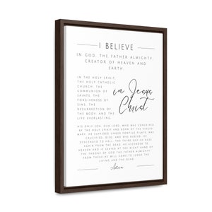 The Apostles Creed Framed or Unframed Canvas Print, Christian Home Decor, I Believe in Jesus Christ Wall Art, Statement of Faith Sign image 4